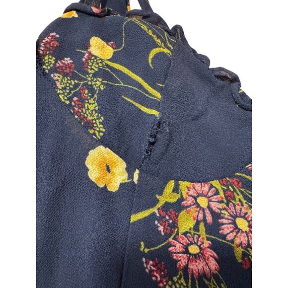 Reformation Floral Mini Dress - Black with Yellow and Purple - Picture 6 of 14